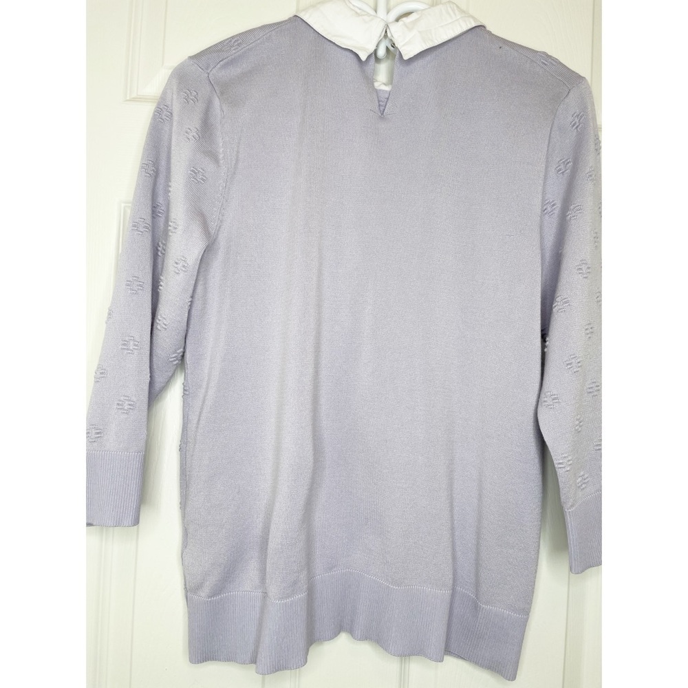 CABLE & GAUGE Lightweight 3/4 Sleeves Dickie Collared Sweater XL in Lavender - Picture 7 of 10